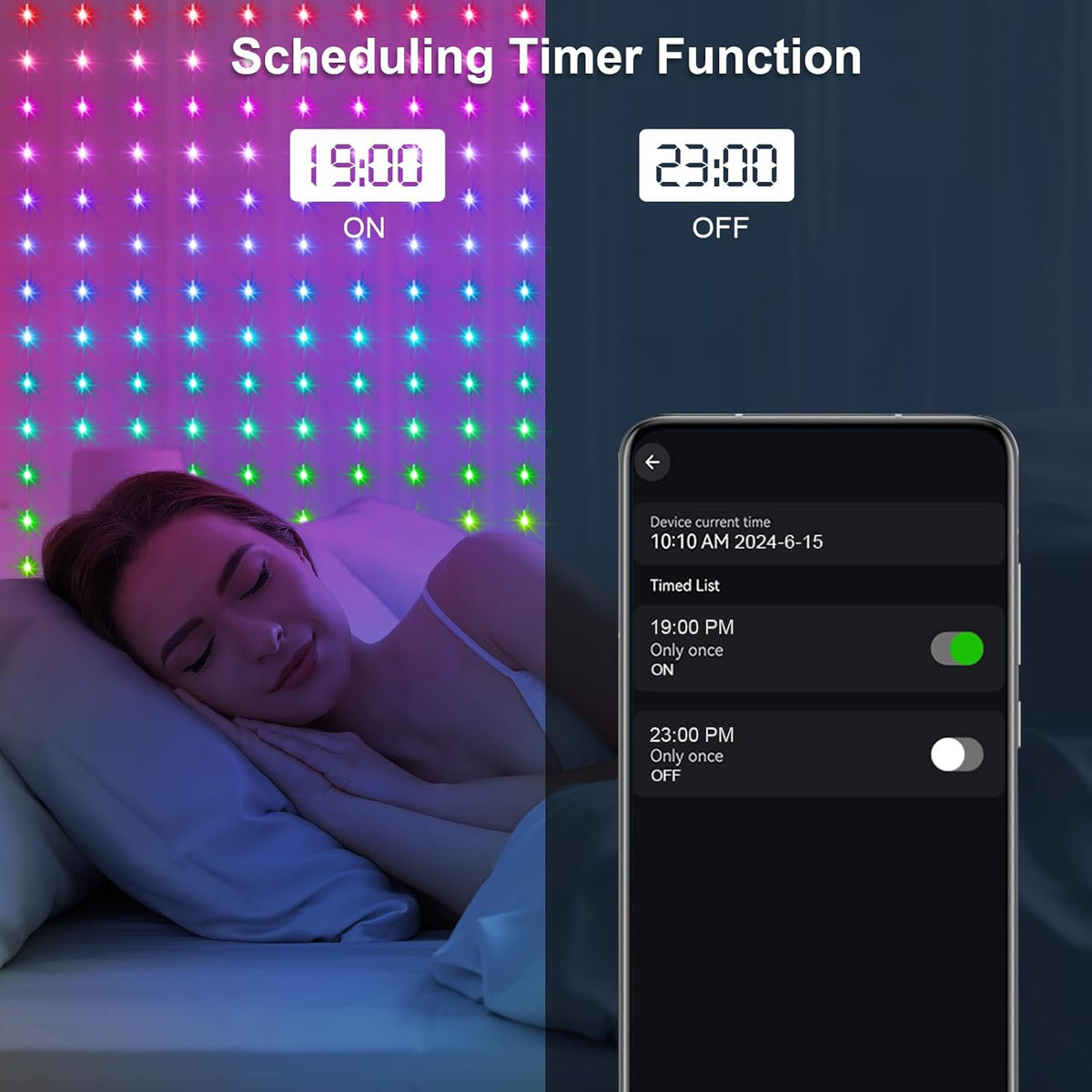 ZAIYW WiFi Smart RGB Color Changing Curtain Lights - 600 LED, Compatible with Alexa, App Control