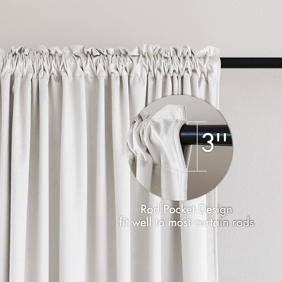 MIULEE White Velvet Curtains Thermal Insulated Blackout Curtain Drapes for Bedroom Living Room