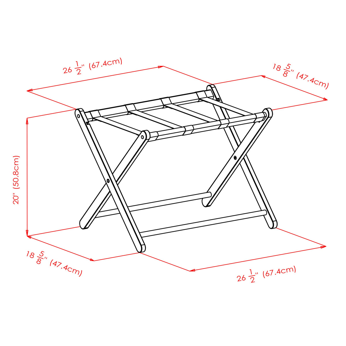 Winsome 92535 Dora Wood Foldable Luggage Rack With Removable Fabric Basket, Espresso