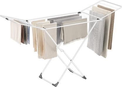 SONGMICS Clothes Drying Rack, Metal Laundry Drying Rack, Foldable, Space-Saving, Free-Standing