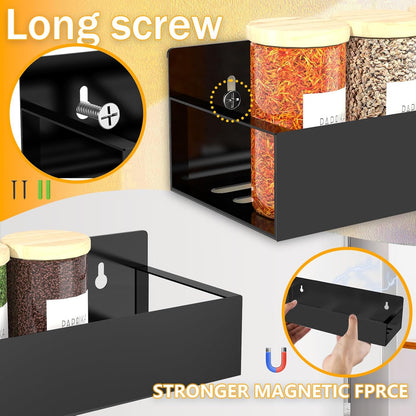 Magnetic Spice Rack Organizer for Fridge Seasoning Organizer for Kitchen storage with Screw or