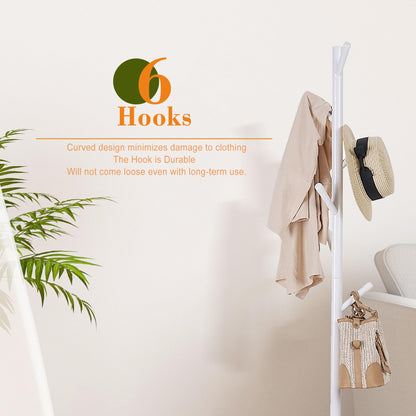 VECELO Coat Rack Freestanding, Entryway Hanger Stand, Umbrella Holder, Hall Tree With Hooks, Floor