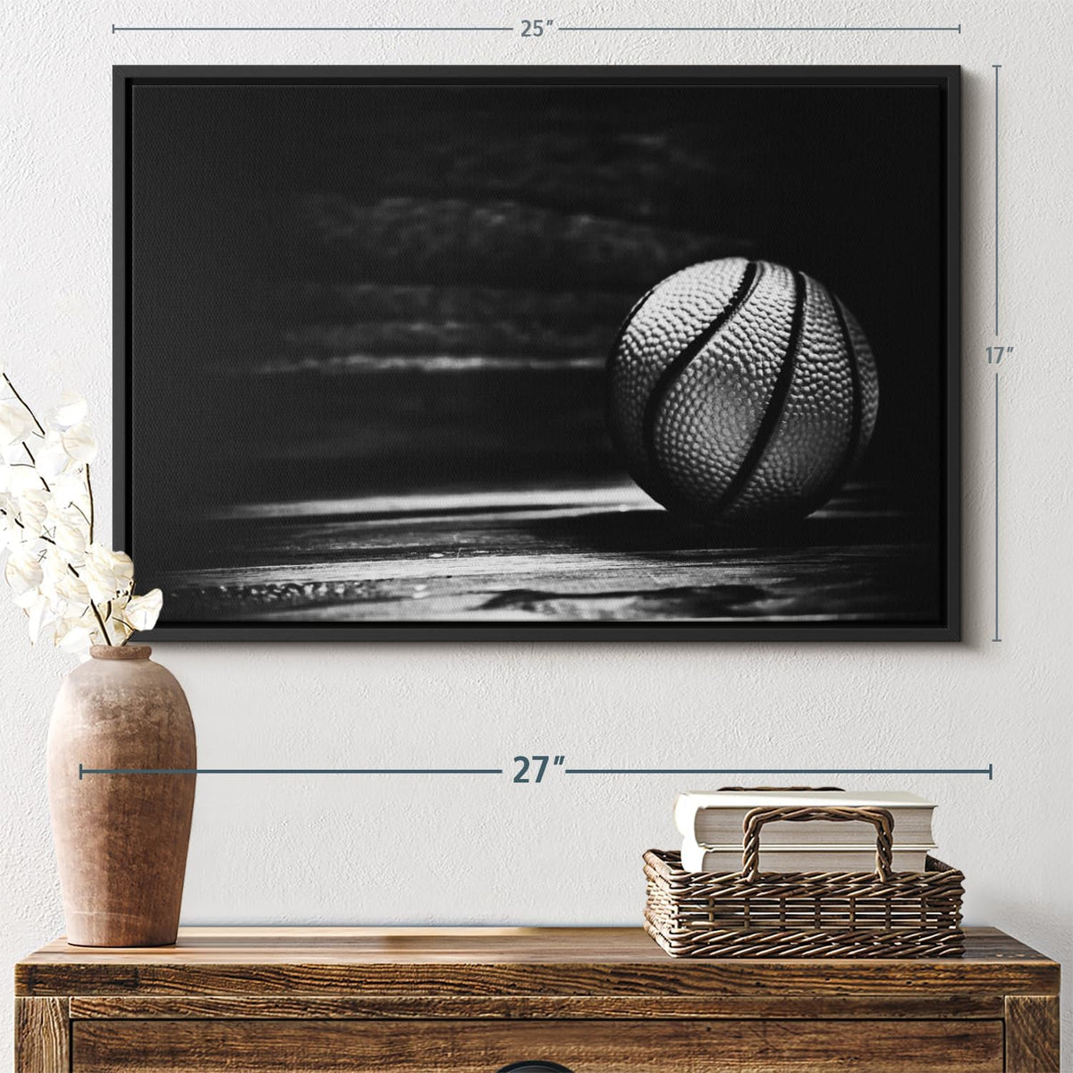 ElephantStock Basketball Wall Art - Horizontal Framed Canvas - 1-Piece Hallway Wall Decor