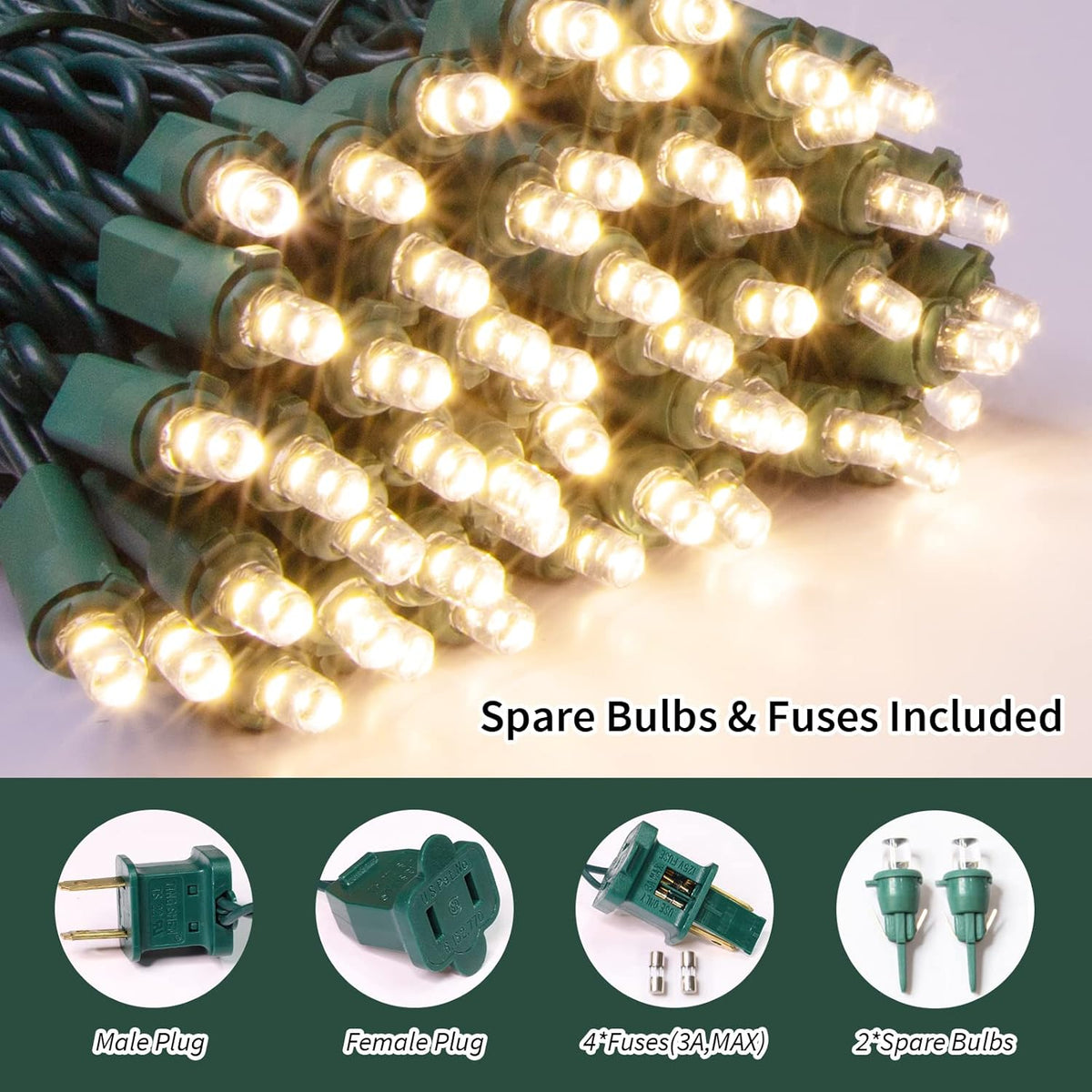 100 Count Warm White - String Lights - 21.6FT LED Christmas Lights, Mini led Lights for Indoor