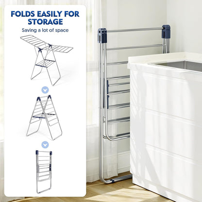 APEXCHASER Clothes Drying Rack, Drying Rack Clothing with Height-Adjustable, Foldable Gullwings