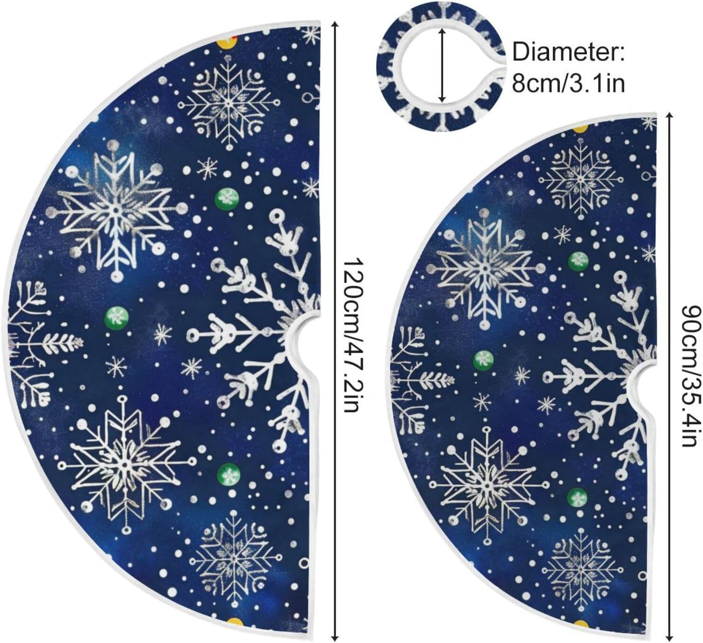 Christmas Tree Skirt, 36 Inch White Snowflakes Blue Background Xmas Tree Skirt for Christmas New