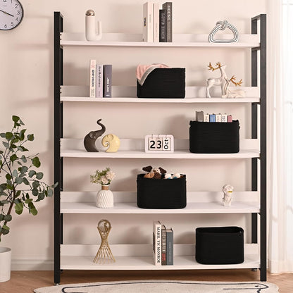 Black Storage Baskets for Shelves, Small Storage Baskets for Organizing, Woven Cotton Rope Baskets