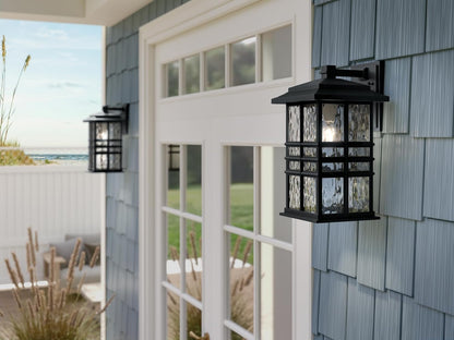 KICHLER Beacon Square 17.25" 1-Light Outdoor Wall Light with Clear Hammered Glass in Textured