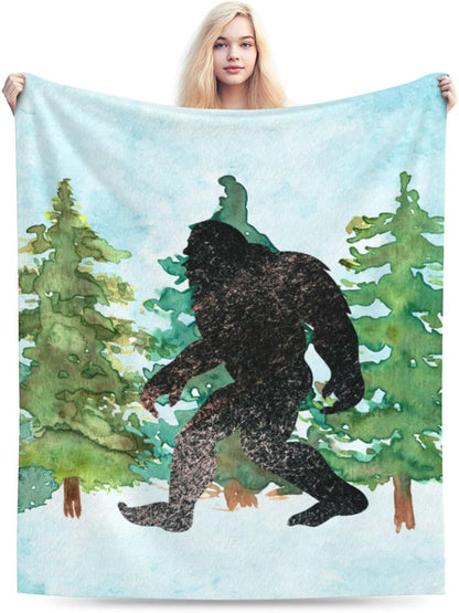 HGOD DESIGNS Sasquatch Watercolor Flannel Fleece Bed Blanket Throw Blanket Lightweight Cozy Plush