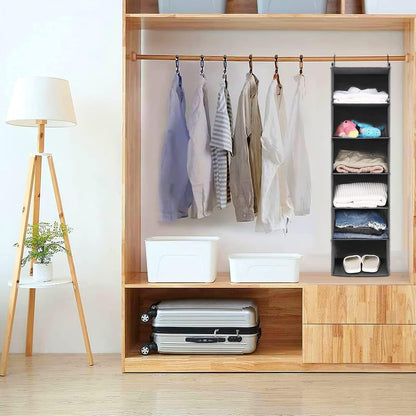 MAX Houser 6 Tier Shelf Hanging Closet Organizer, Closet Hanging Shelf with 2 Sturdy Hooks for