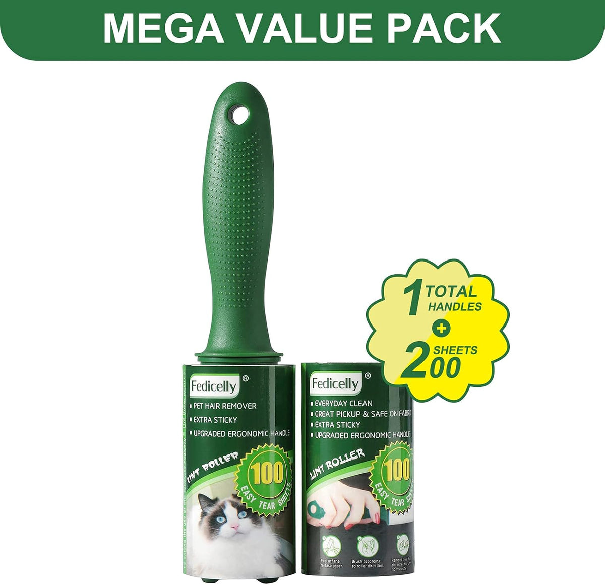 Fedicelly Lint Rollers Pet Hair Extra Sticky Furniture,Cat Dog Hair Remover Laundry Clothes