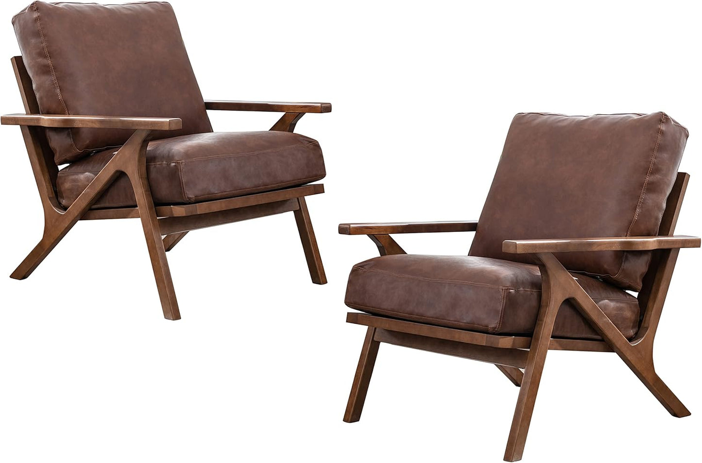 chairus Leather Accent Chairs Mid Century Modern Armchairs Compfy Upholstered Lounge Sofa Chairs