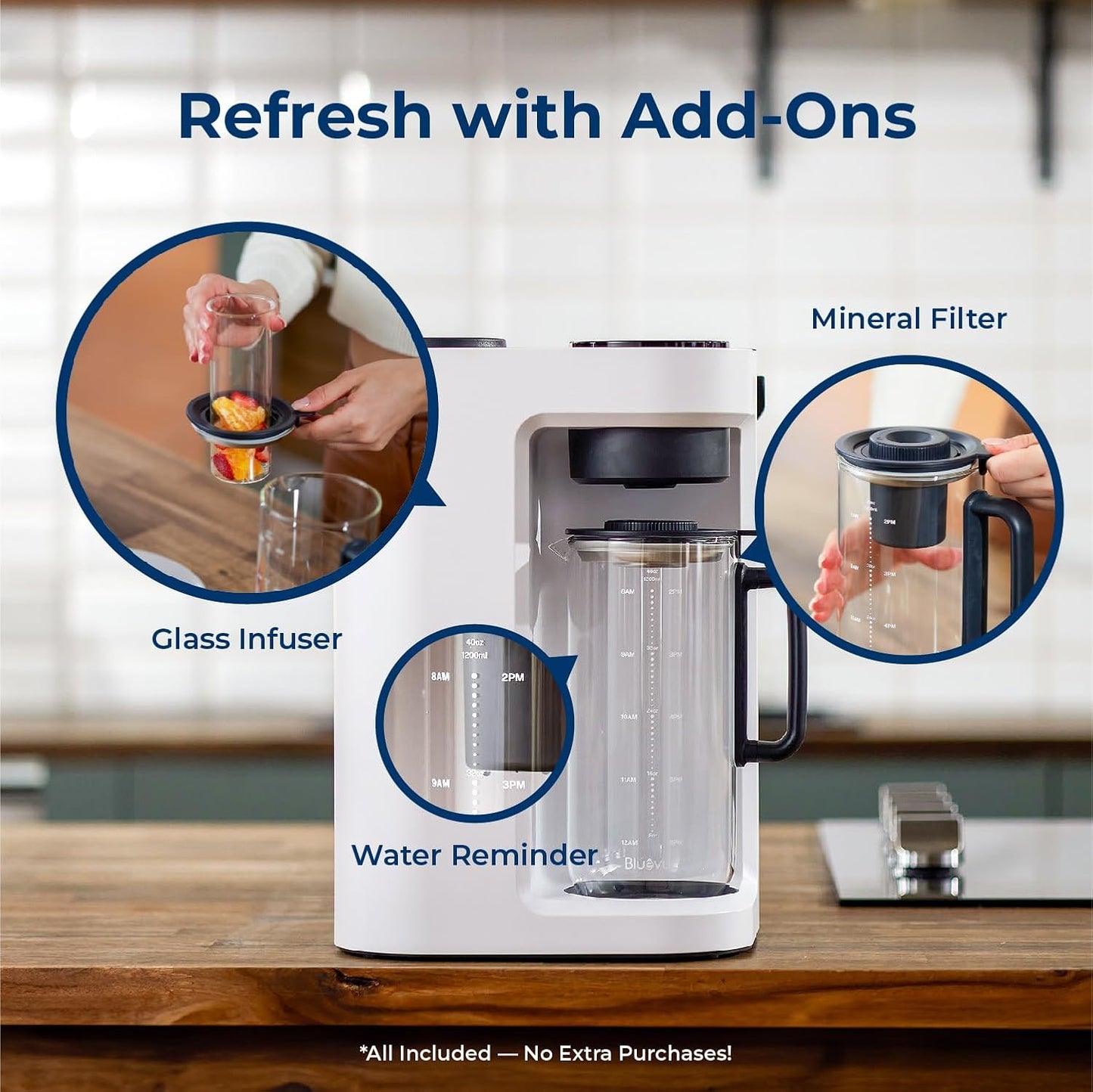 Bluevua RO100ROPOT-Lite(UV) Reverse Osmosis System Countertop Water Filter, 7-Stage Purification