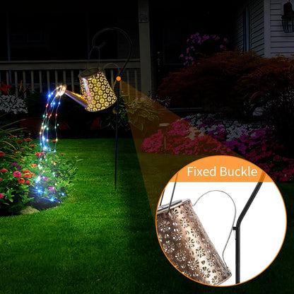 2 Pack Solar Watering Can Lights with Shepherd Hook, 8 Multi-Color Changing Modes, IP65 Waterproof