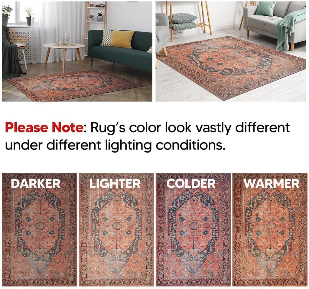 Keen Home Design 4x6 Rug - Machine Washable Area Rug with Non-Slip Backing, Ideal for Living Room
