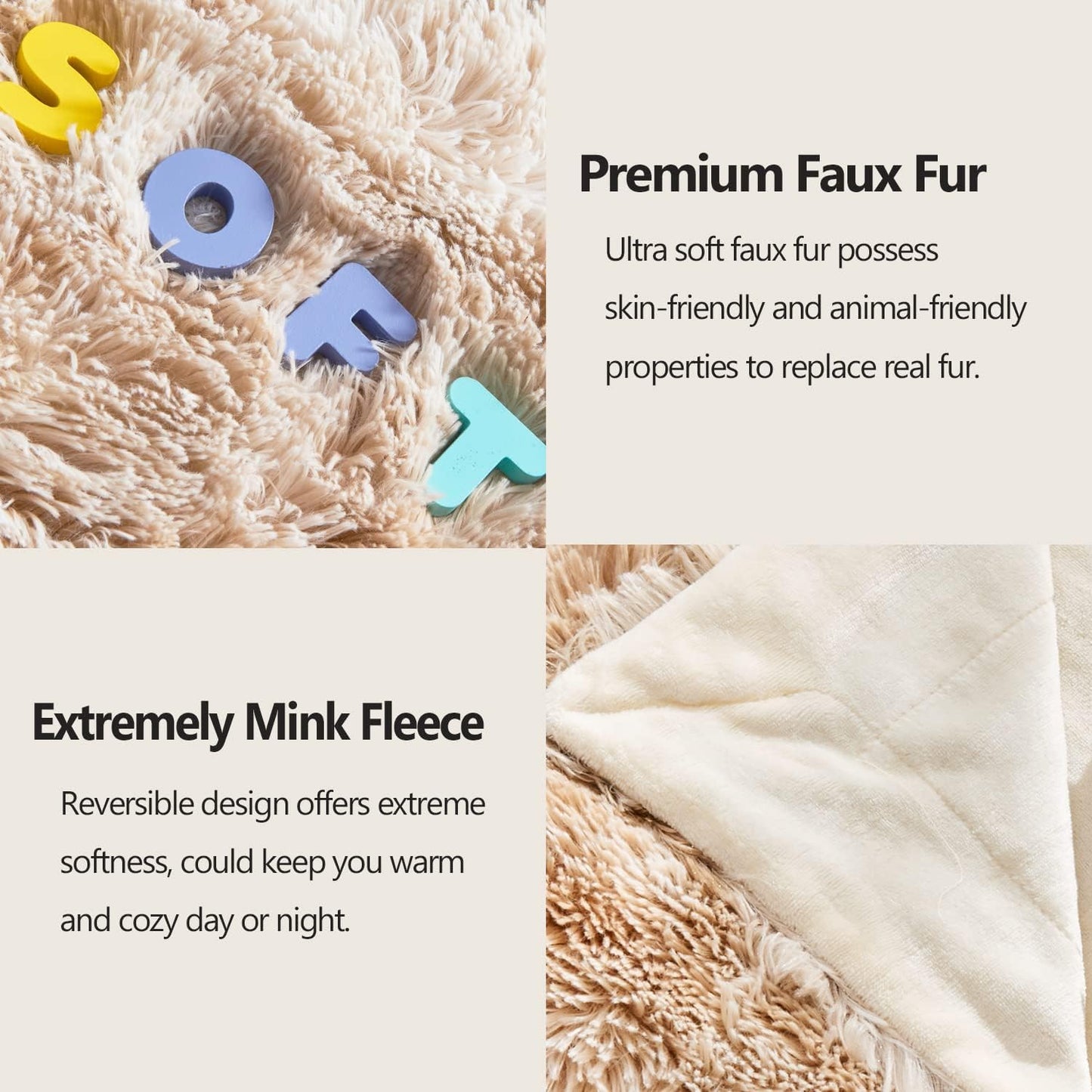 GONAAP Fuzzy Faux Fur Throw Blanket Tie-dye Beige Super Soft Cozy Plush Fuzzy Shaggy Blanket for