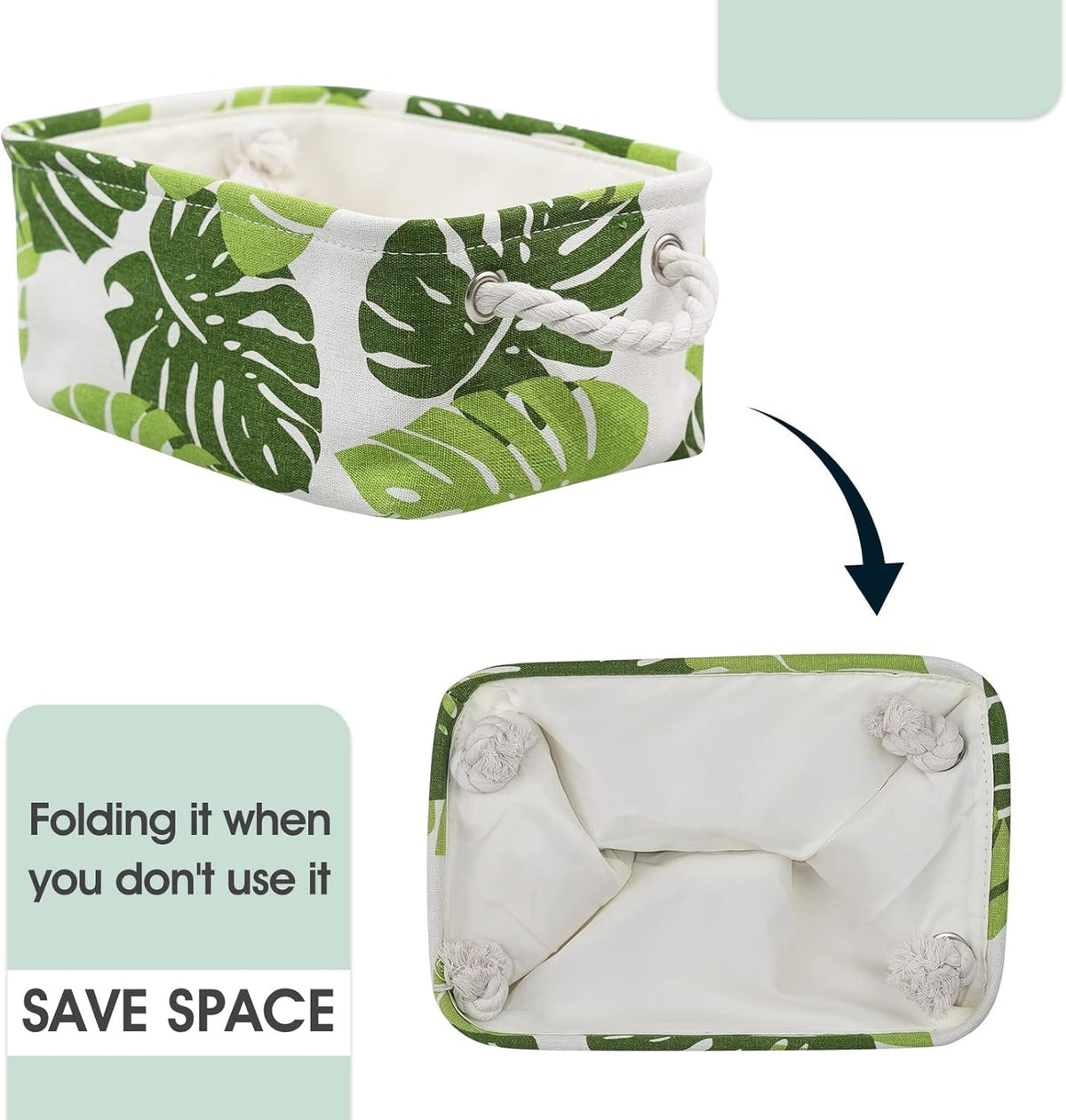 Organization and Storage Basket for Shelves - Small 6 Pack Fabric Storage Bin Collapsible Baskets
