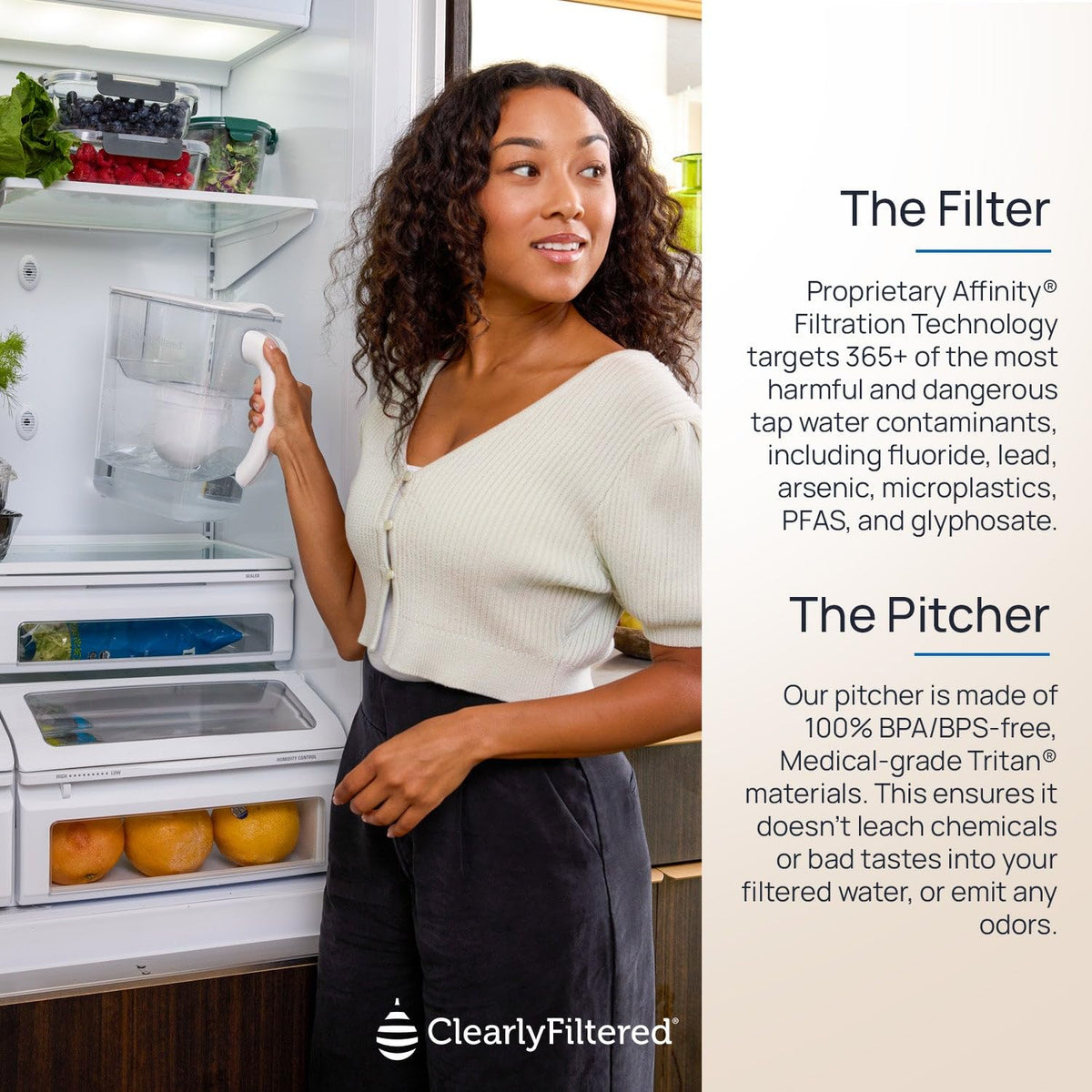 Clearly Filtered No.1 Filtered Water Pitcher/Updated Model/Targets 365+ Contaminants e.g. Fluoride