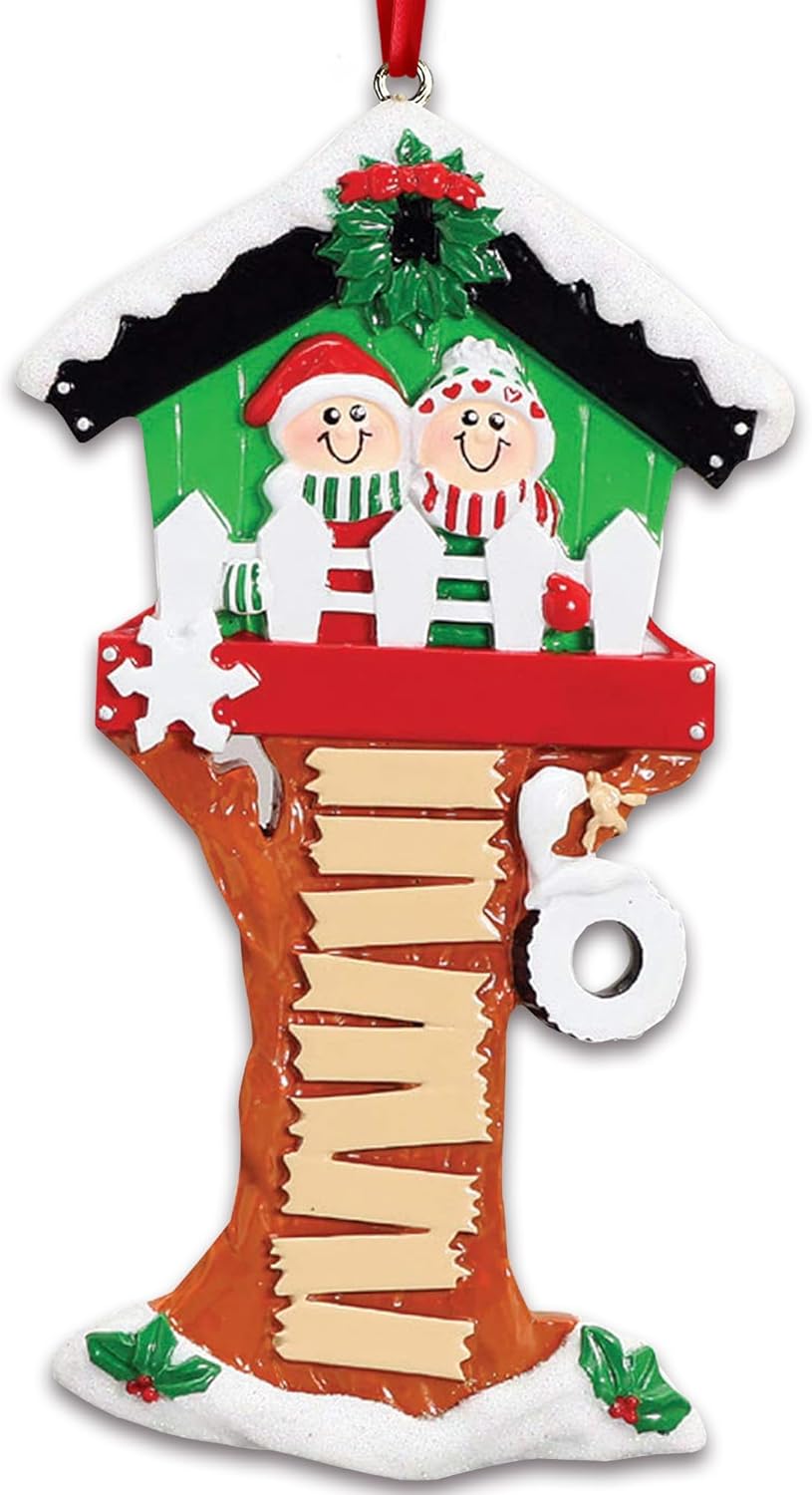 3D Treehouse Family of 9 Ornament 2025 Personalized Family Christmas Ornaments 2025 | Siblings