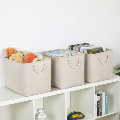 Bidtakay Large Storage Baskets for Shelves 3 Pack Fabric Storage Bins for Organizing Linen