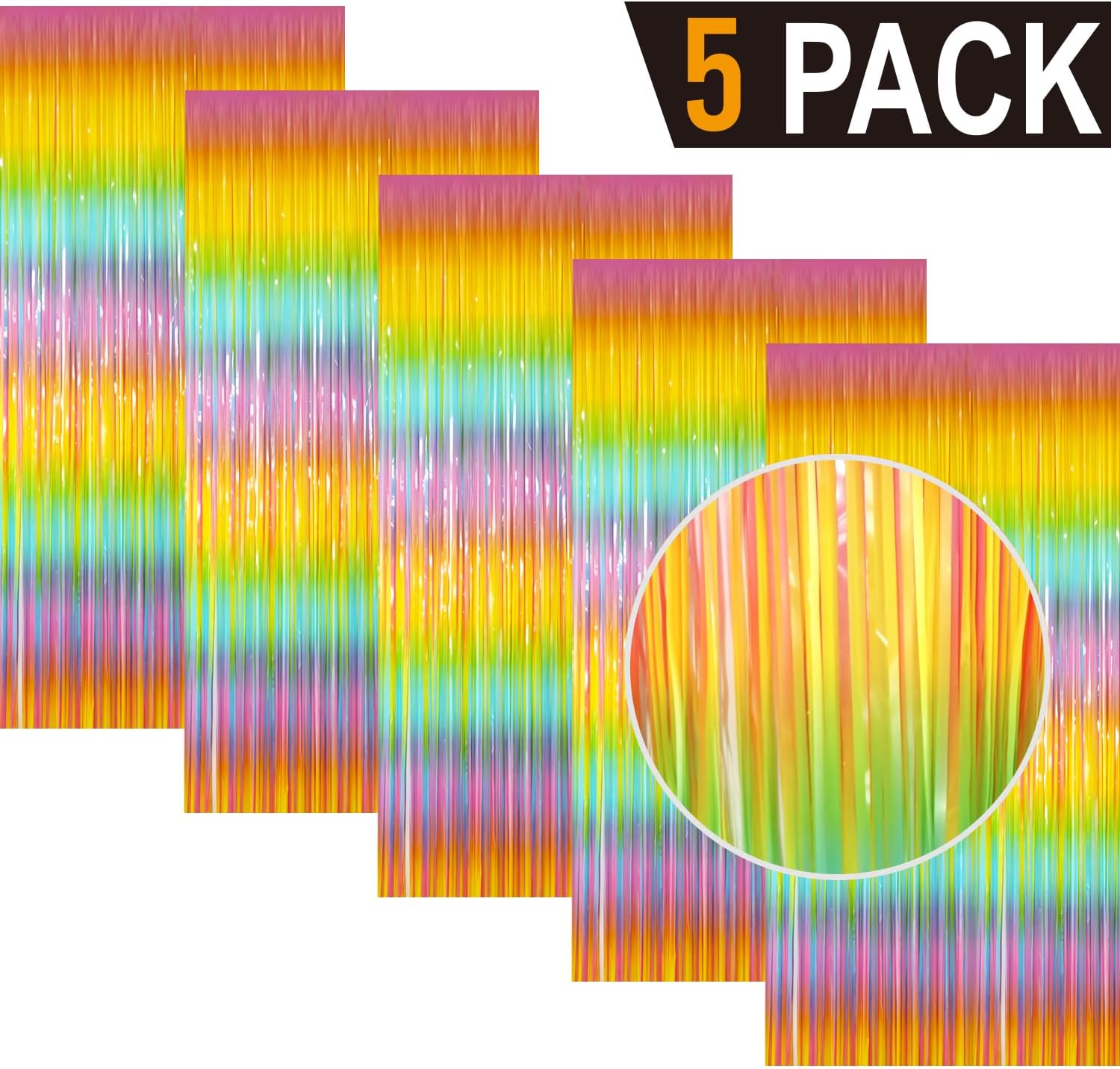 GOER 3.2 ft x 8.2 ft Metallic Tinsel Foil Fringe Curtains Party Photo Backdrop Party Streamers for