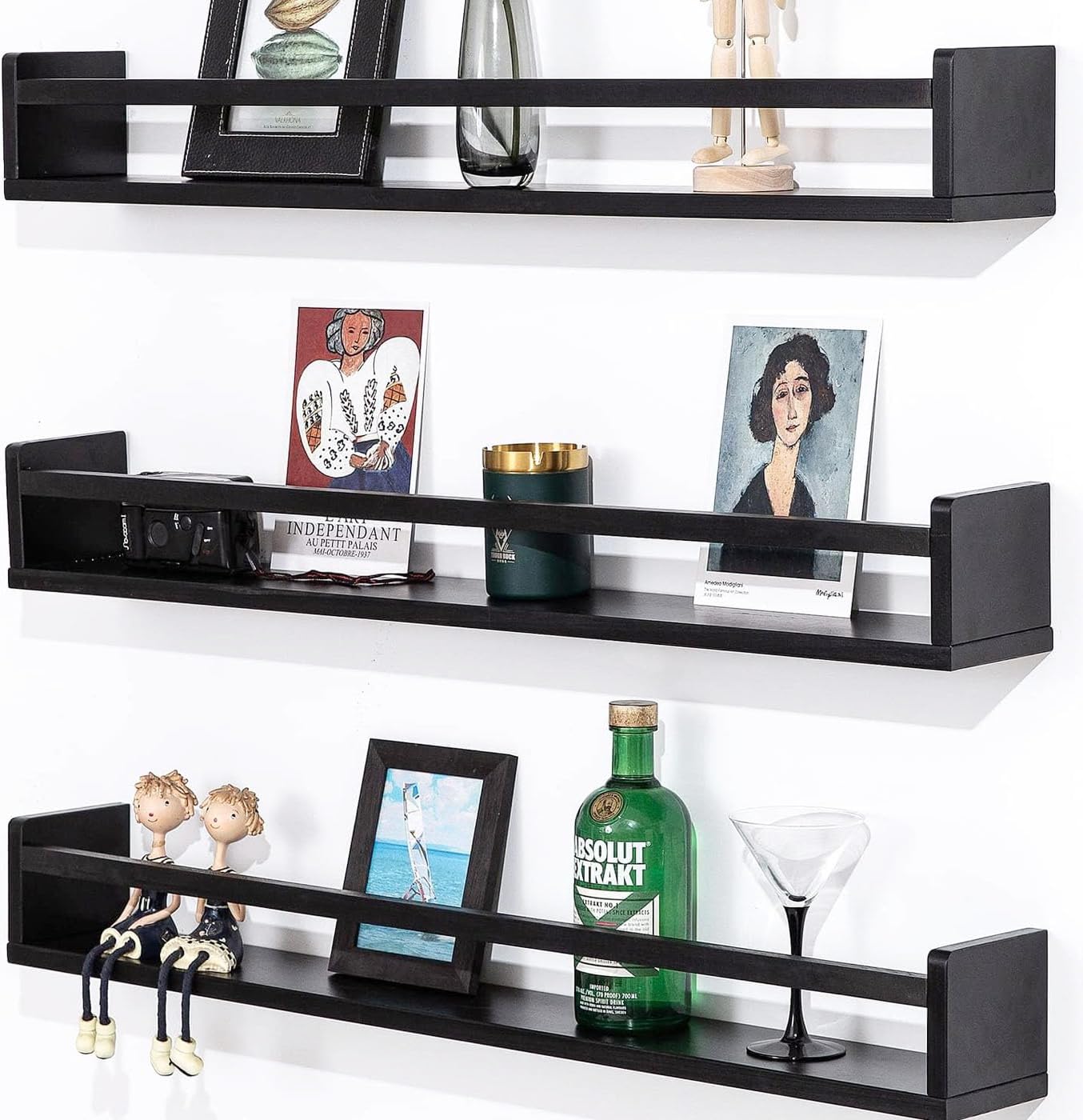 AZSKY Black Nursery Bookshelves for Wall Hanging Kids Bookshelf Baby Book Shelf Organizer Wall