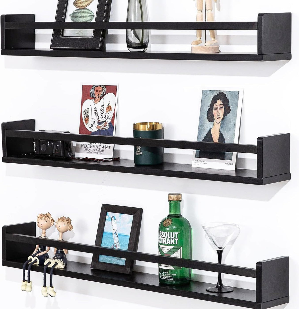 AZSKY Black Nursery Bookshelves for Wall Hanging Kids Bookshelf Baby Book Shelf Organizer Wall
