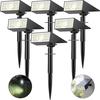 Solar Spot Lights Outdoor, 6 Pack Outdoor Solar Lights for Yard Waterproof, 4 Lighting Modes Solar