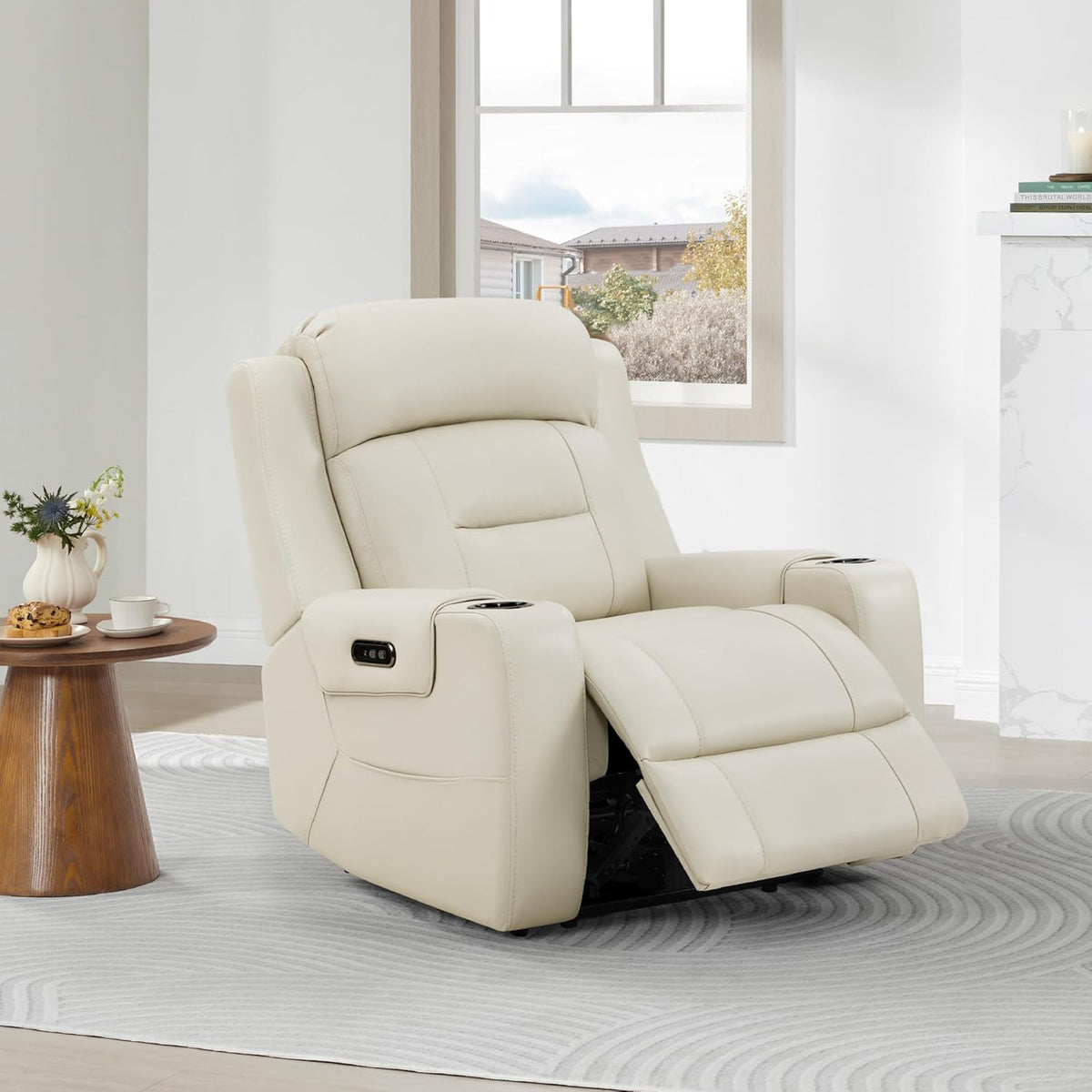 Watson & Whitely Genuine Leather Power Recliner Chairs for Adults, Lay Flat Recliner with Power