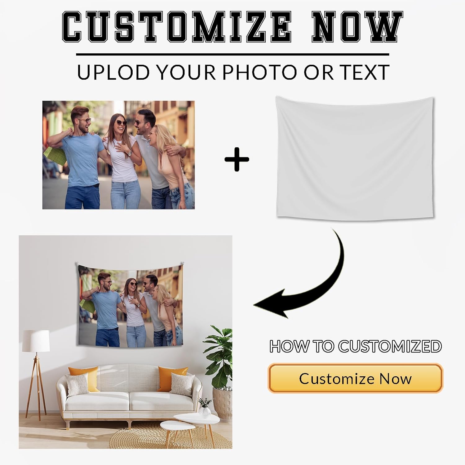 Custom Tapestry For Wall Bedroom Custom Backdrop Personalized Image Text Photo Customized Funny