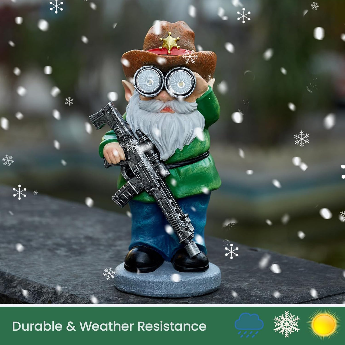 Funny Garden Gnomes Statue Outdoor Decor, Solar Telescope Gnome Decorations for Yard, Lawn, Patio