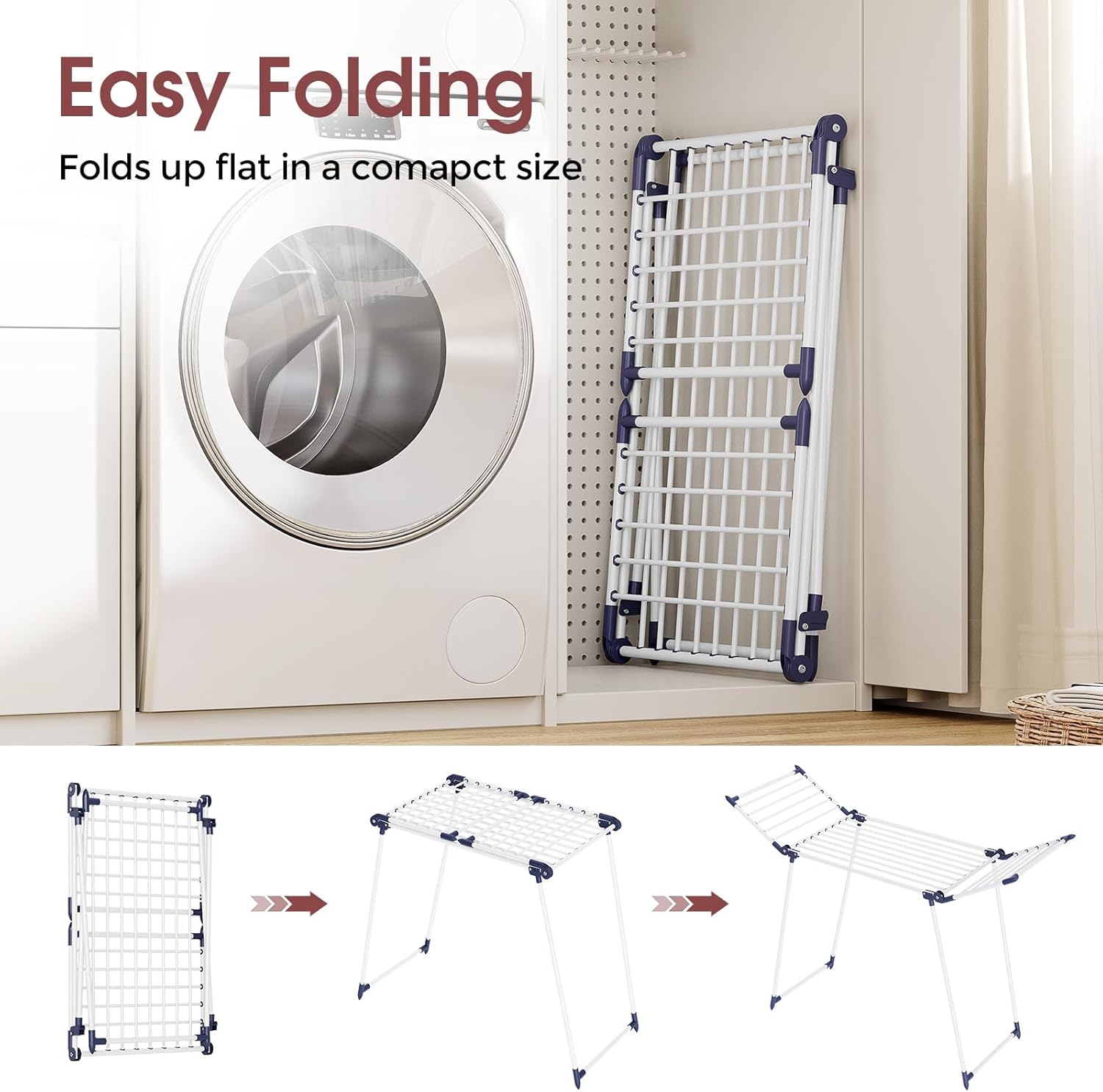 APEXCHASER Clothes Drying Rack Foldable, Large Drying Rack Clothing, Winged Laundry Rack Folding