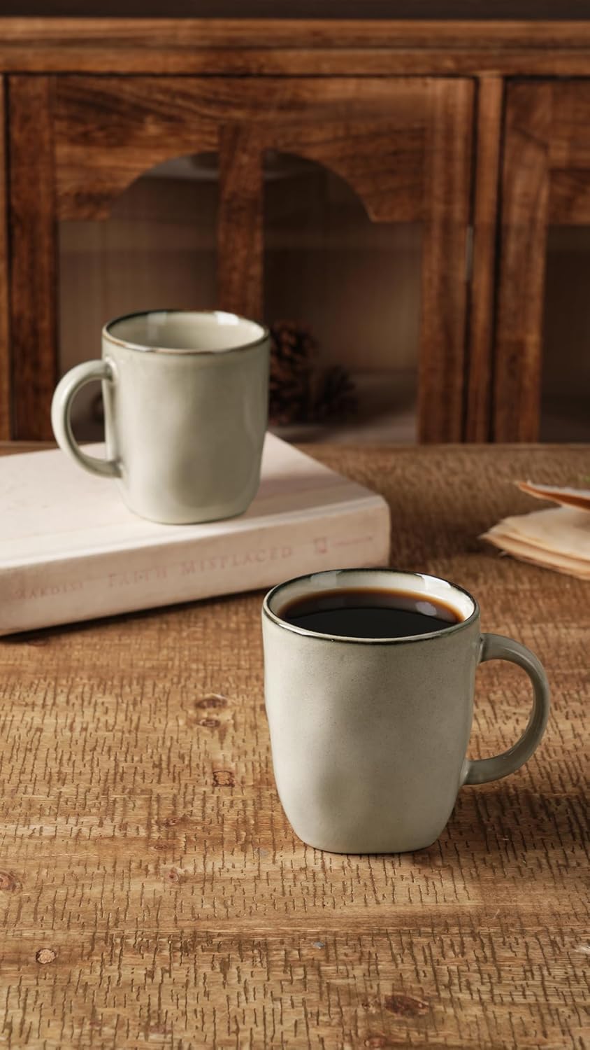 famiware Coffee Mugs Set of 4, Ocean Square 13oz Coffee Cup Set with Handle for Cocoa, Milk, Hot