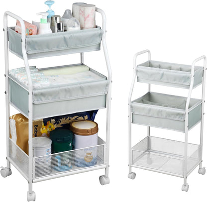 Moteph Rolling Utility Cart with Wheels - Baby Organizers for Nursery Essentials, Diaper Organizer