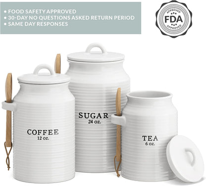 Barnyard Designs Canister Set for Kitchen Counter, Coffee Tea Sugar Container Ceramic Set