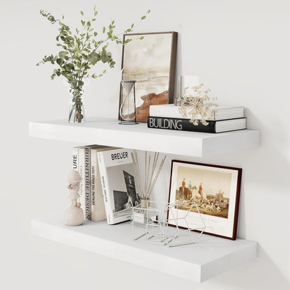 Fun Memories White Floating Shelves 30x 12 Inch, Deep Floating Shelf Wall Mounted, 12" Deep Wall