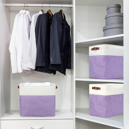 Large Fabric Storage Baskets | 50L Storage Bins, Decorative Linen Closet Baskets with Handles for