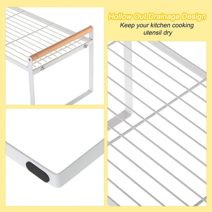 PATIKIL Kitchen Cabinet Shelf Organizer, Wood Counter Shelf Stackable Storage Shelf For Cupboard