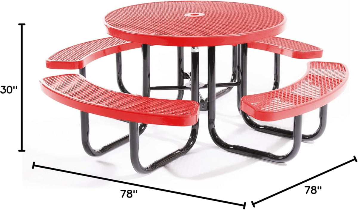 Coated Outdoor Furniture Heavy-Duty Portable Outdoor Picnic Table with Umbrella Hole, Expanded