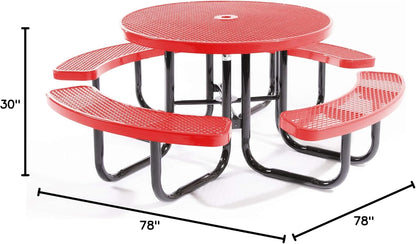 Coated Outdoor Furniture Heavy-Duty Portable Outdoor Picnic Table with Umbrella Hole, Expanded