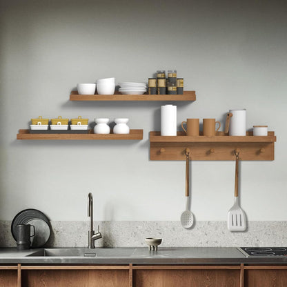 MBYD 24 Inch Floating Shelves, Picture Ledge Shelf, Natural Wood Wall Shelf, Nursery Book Shelves