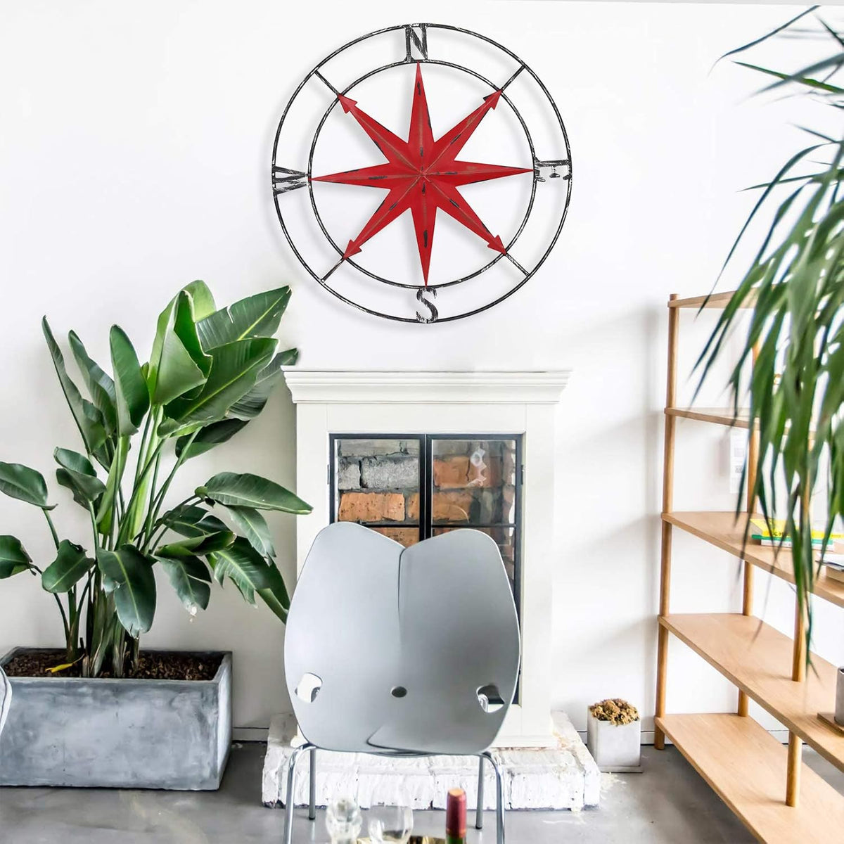 aboxoo Round Metal Compass Decorative Compass Metal Wall Art Hanging Wall Sculpture 11 Inch