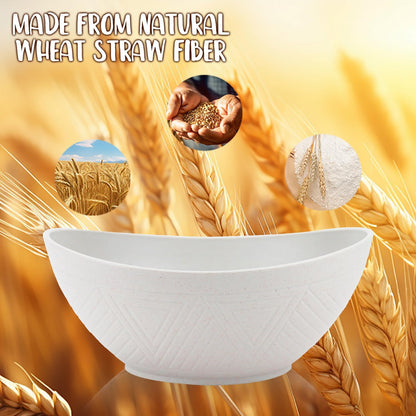 Wheat Straw Bowls Set of 2 with Textured Pattern,Unbreakable Large Salad Bowls,Plastic Bowls