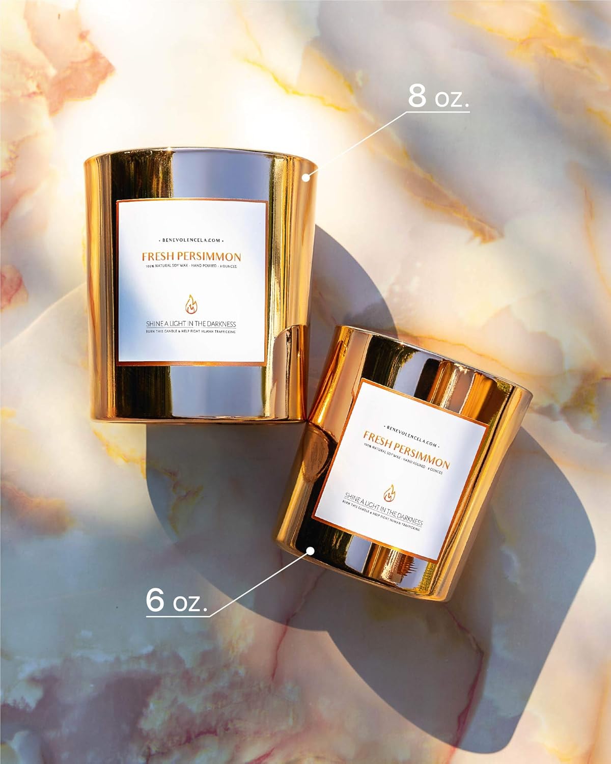 Benevolence LA Fresh Persimmon Wood Wick Candles | Soy Scented Candles for Home | Gifts for Women