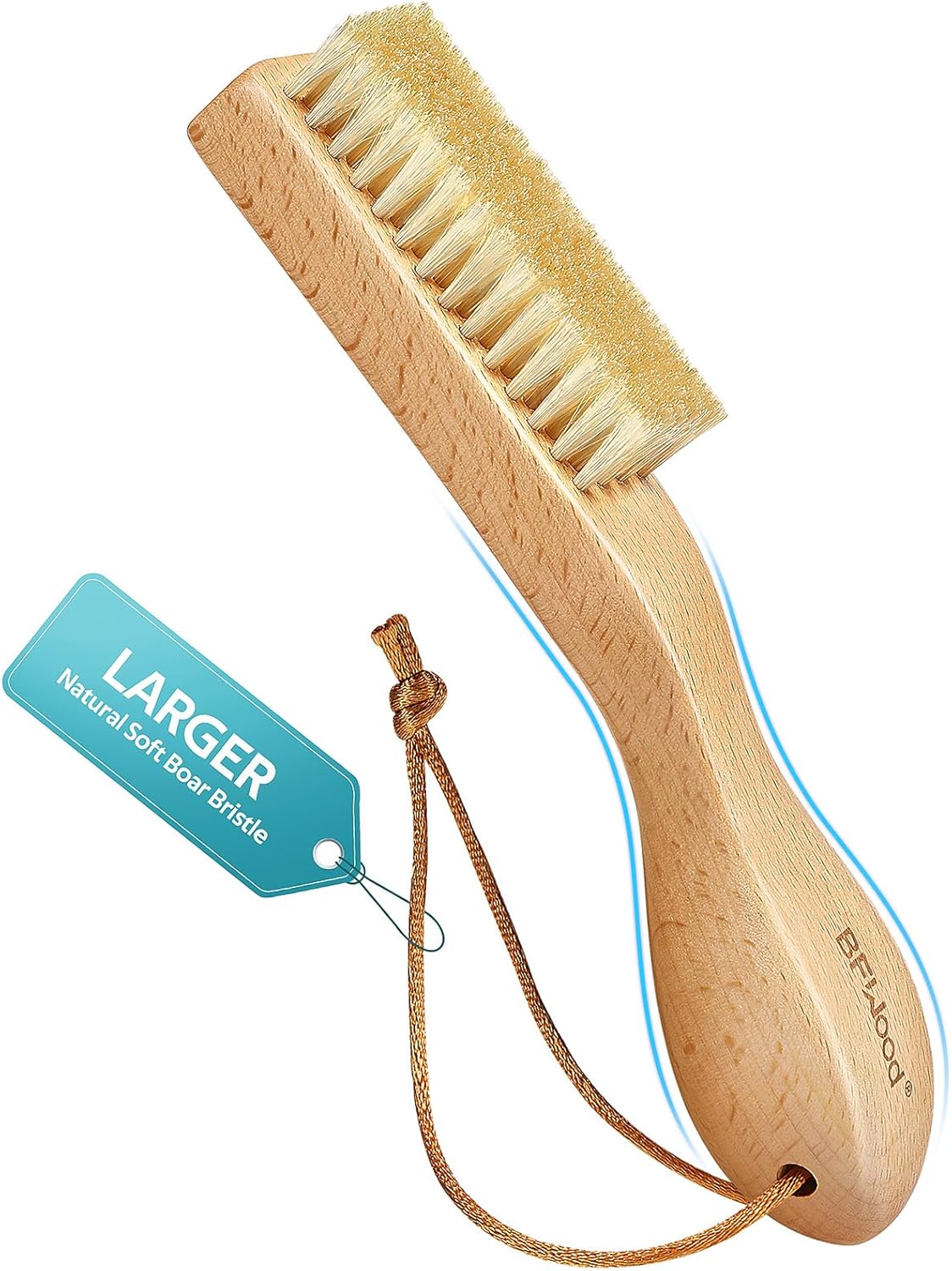 BFWood Laundry Stain Brush, Large Natural Soft Boar Bristles, Removes Tough Stains from Delicate