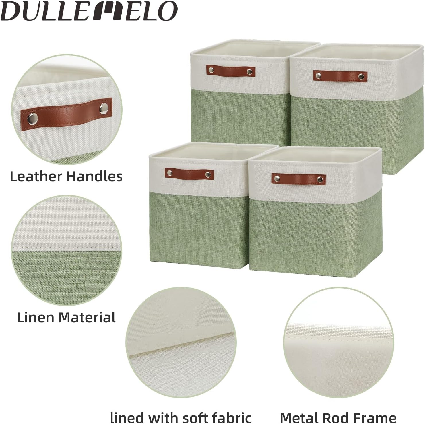 DULLEMELO Storage Baskets for Organizing, Fabric Storage Cubes for Dog Toy Box, 11 Inch Decorative