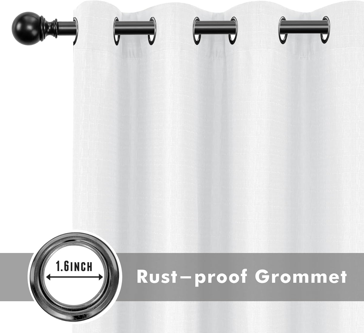 HolidayIdeas 4 Panels Linen Outdoor Curtains for Patio Waterproof White Curtain Panels 95 Inch