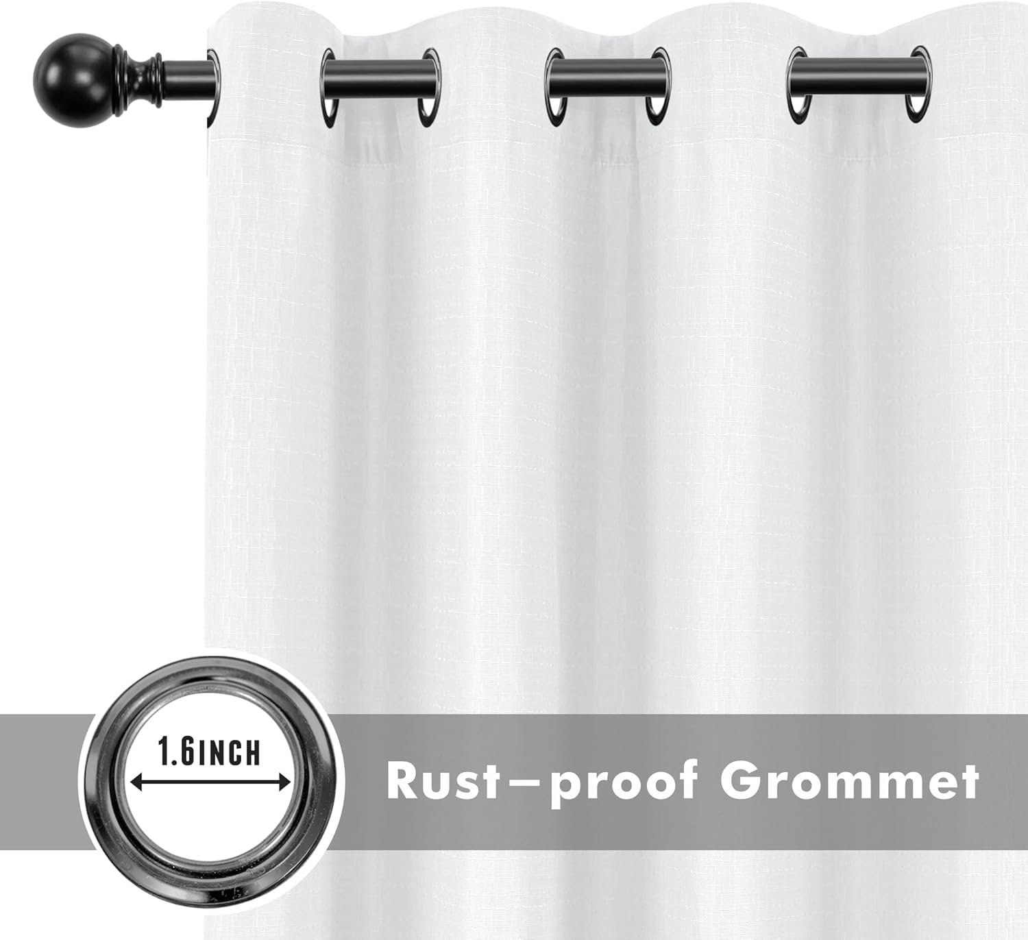 HolidayIdeas 4 Panels Outdoor Curtains for Patio Waterproof White Linen Curtains 95 Inch