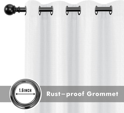HolidayIdeas 4 Panels Linen Outdoor Curtains for Patio Waterproof White Curtains 84 Inch Length