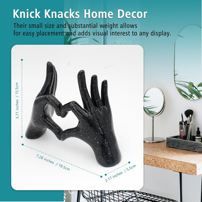 Accessoryway Black Heart Hands Decor Sculpture,Small Love Finger Gesture Decorative Sculpture for